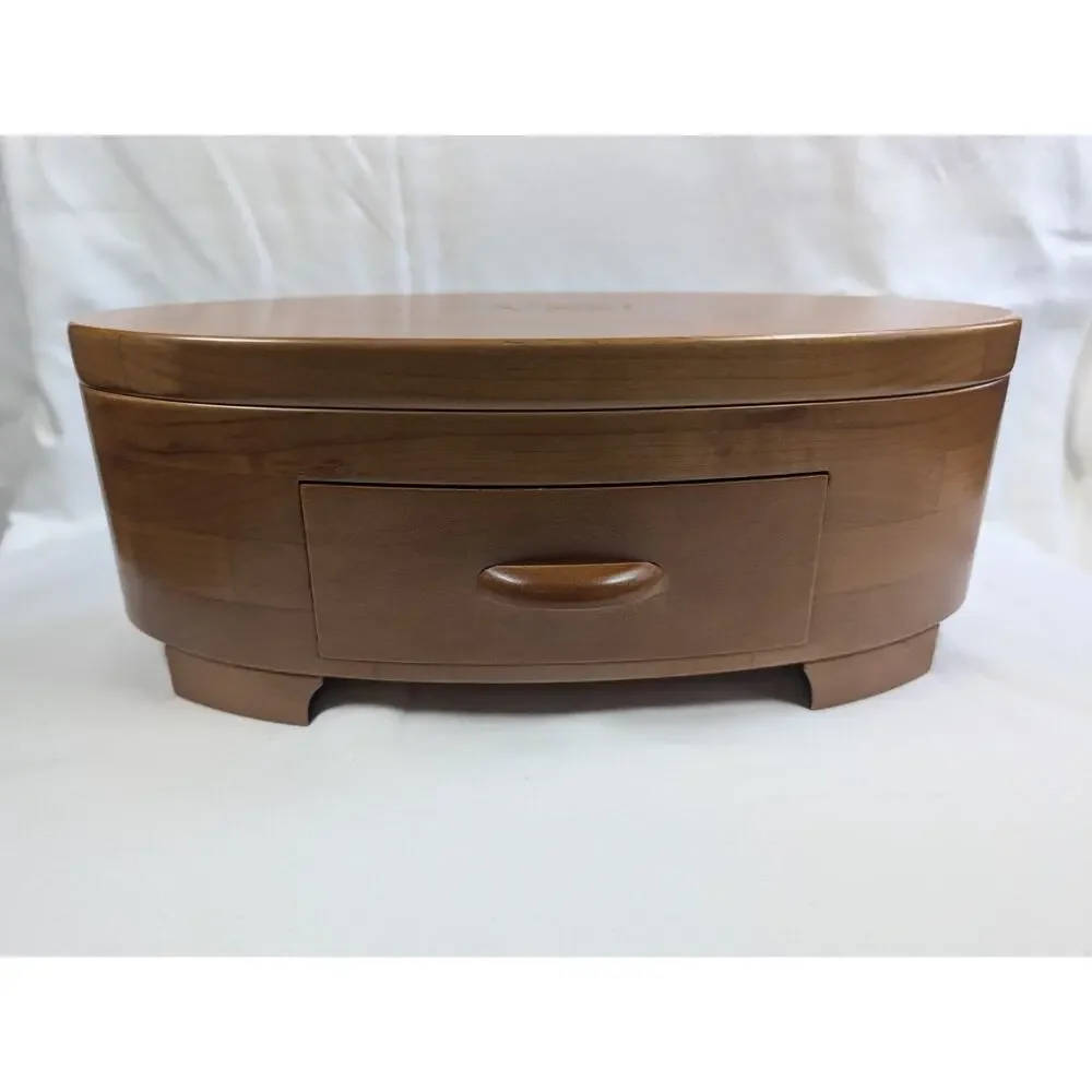 Levenger Oval Wooden 4 Pen & 2 Ink Holder Desktop Stand Box